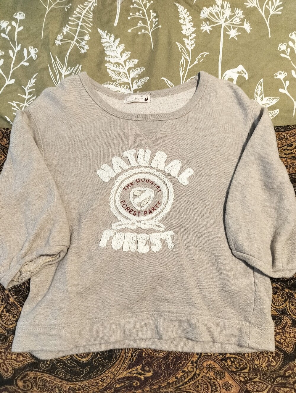 Earth Music & Ecology Junior Fits S Gray Cropped Short Sleeve Sweatshirt